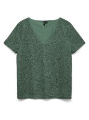 Vero Moda Koszulka w kolorze zielonym rozmiar: XS. Zielone bluzki Vero Moda, xs, bez wzorów, bez kołnierzyka, bez ramiączek. Za 89.88 zł.