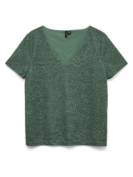 Vero Moda Koszulka w kolorze zielonym rozmiar: L. Zielone bluzki Vero Moda, l, bez wzorów, bez kołnierzyka, bez ramiączek. Za 60.95 zł.