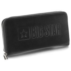 Czarny Modny Portfel Damski Big Star. Czarne portfele Big Star Accessories, bez wzorów, ze skóry ekologicznej, z tłoczeniem, bez dodatków. Za 129.00 zł.