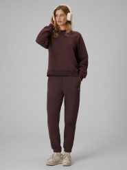 4F Spodnie dresowe joggery damskie - brązowe L. Brązowe spodnie dresowe 4f, l, bez wzorów, z dresówki. Za 129.99 zł.