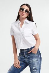 Koszula damska z krótkim rękawem DSQUARED2. Koszule Dsquared2, xl, bez wzorów, bez kołnierzyka, bez ramiączek. W wyprzedaży za 967.85 zł.