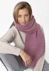 Długi szal z wełną H-VELVET. Fioletowe szaliki Volcano, na zimę, bez wzorów, z dzianiny, eleganckie. Za 89.99 zł.
