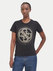 Guess T-Shirt W6BI30 K6051 Czarny Regular Fit. Czarne t-shirty Guess, s, z aplikacjami, z bawełny, bez kołnierzyka, bez ramiączek. Za 214.99 zł.