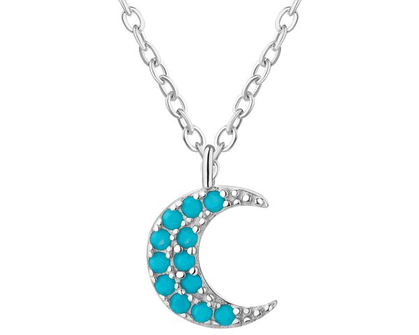 Naszyjnik srebrny z cyrkoniami - Księżyc. Szare naszyjniki Apart, z cyrkonią, srebrne. Za 179.00 zł.