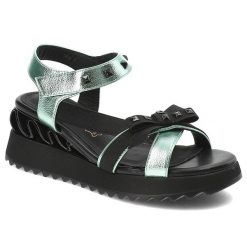 Zielone Sandały S.Barski Modne Obuwie Damskie Na Koturnie. Zielone sandały S.BARSKI, bez wzorów, eleganckie, bez obcasa, na koturnie, bez zapięcia. Za 251.99 zł.