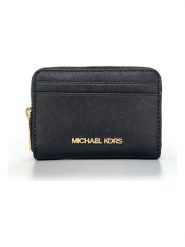 Michael Kors Skórzany portfel w kolorze czarnym - 12 x 8 x 2 cm rozmiar: onesize. Czarne portfele Michael Kors, bez wzorów, z materiału. Za 405.61 zł.