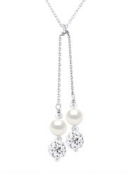 Mitzuko Srebrny naszyjnik "Duo" z perłami - dł. 42 cm rozmiar: onesize. Białe naszyjniki Mitzuko, z perłą, srebrne. Za 278.45 zł.