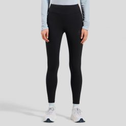 Legginsy tech. Tights ESSENTIAL. Czarne legginsy Odlo, l, bez wzorów, z elastanu, krótkie. Za 280.20 zł.