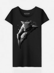 WOOOP Koszulka "Moon Cat" w kolorze czarnym rozmiar: S. Czarne bluzki Wooop, s, bez wzorów, z bawełny, bez kołnierzyka, bez ramiączek. Za 56.99 zł.
