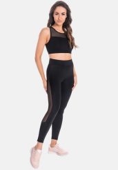 Legginsy na siłownię damskie Teyli Mappy. Czarne legginsy Teyli, m, bez wzorów, z bawełny, z obniżonym stanem, długie. Za 159.99 zł.