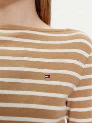 Tommy Hilfiger Bluzka New Cody WW0WW40589 Beżowy Slim Fit. Brązowe bluzki TOMMY HILFIGER, xxl, bez wzorów, z bawełny, bez kołnierzyka, bez ramiączek. Za 169.99 zł.