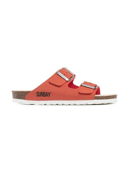 Sunbay Klapki "Trefle" w kolorze koralowym rozmiar: 40. Pomarańczowe klapki Sunbay, bez wzorów, z otwartym noskiem, bez obcasa. Za 129.95 zł.