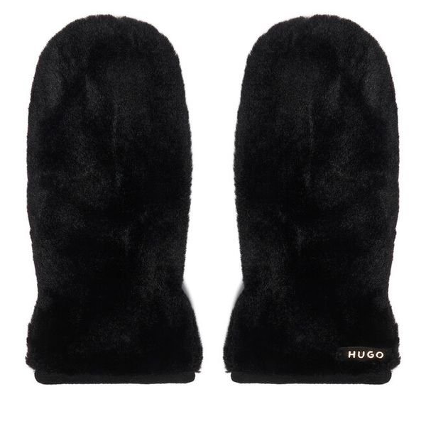 Rękawiczki HUGO. Czarne rękawiczki Hugo, bez wzorów, z dzianiny. Za 299.99 zł.