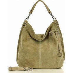 Worek skórzany shopper MARCO MAZZINI nubuk beżowy s92bb. Brązowe shopper bez wzorów, z nubiku, na ramię, duże, bez dodatków. Za 379.05 zł.