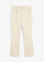 Jeansy flared, high waist, cropped. Niebieskie jeansy bonprix, bez wzorów, z podwyższonym stanem. Za 129.99 zł.