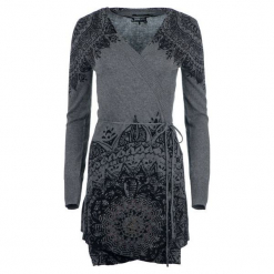 Desigual sweter damski Electra S szary. Szare kardigany Desigual, s, bez wzorów, bez ramiączek. W wyprzedaży za 335.00 zł.