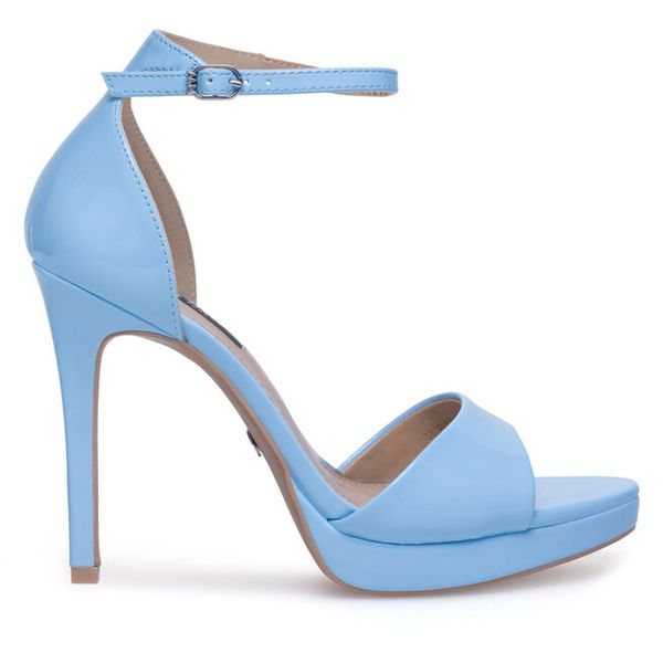 Sandały Nine West. Niebieskie sandały Nine West, bez wzorów, bez obcasa, na szpilce, bez zapięcia. Za 159.99 zł.