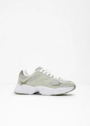 Sneakersy chunky. Zielone obuwie sportowe bonprix, z materiału, bez zapięcia. Za 144.99 zł.