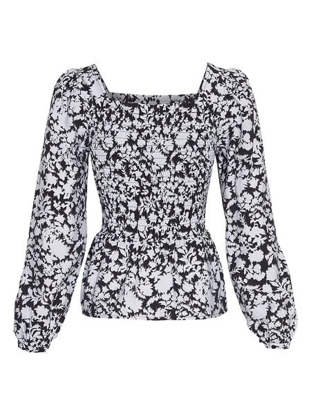 MOSS COPENHAGEN Bluzka "Della Ladonna" w kolorze czarno-białym rozmiar: S. Czarne bluzki Moss Copenhagen, s, bez wzorów, bez kołnierzyka, bez ramiączek. Za 105.14 zł.