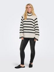 JDY Sweter w kolorze kremowo-antracytowym rozmiar: XL/XXL. Brązowe swetry JDY, xl, bez wzorów, z wełny, bez ramiączek. Za 66.00 zł.