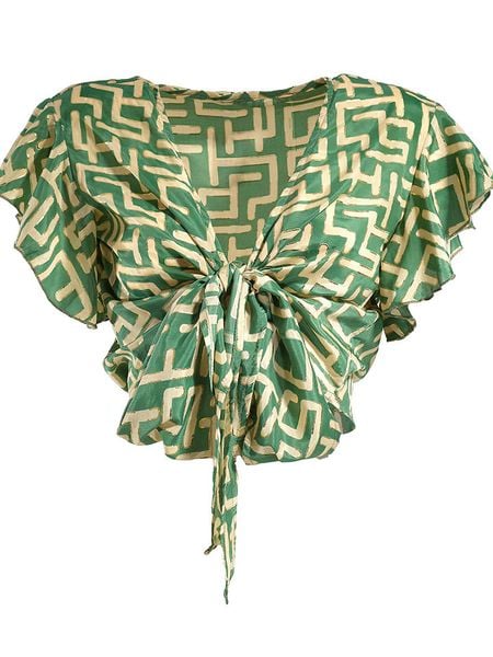 BLE Koszulka w kolorze zielono-złotym rozmiar: onesize. Zielone bluzki BLE, bez wzorów, bez kołnierzyka, bez ramiączek. Za 82.64 zł.