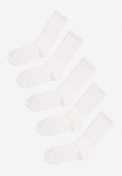 Białe Długie Casualowe Skarpety 5-Pack z Bawełny Venethria. Białe skarpety Renee, bez wzorów, z bawełny. Za 34.99 zł.