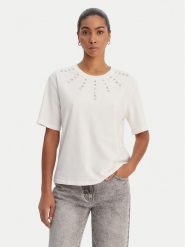 Morgan T-Shirt 261-DOURRA Biały Straight Fit. Białe t-shirty Morgan, xs, bez wzorów, z bawełny, bez kołnierzyka, bez ramiączek. Za 189.99 zł.