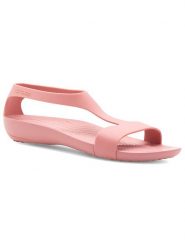 Crocs Sandały "Serena" w kolorze jasnoróżowym rozmiar: 38/39. Różowe sandały Crocs, bez wzorów, klasyczne, z otwartym noskiem, bez obcasa, bez zapięcia. Za 140.86 zł.