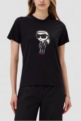 KARL LAGERFELD Czarny damski t-shirt Ikon Sketch Karl, Rozmiar S. Czarne t-shirty KARL LAGERFELD, s, bez wzorów, bez kołnierzyka, bez ramiączek. W wyprzedaży za 199.99 zł.