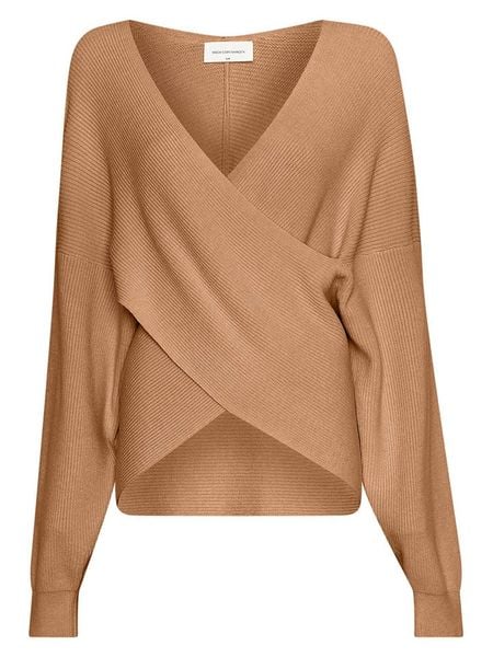 MOSS COPENHAGEN Sweter "Zinelle" w kolorze karmelowym rozmiar: L/XL. Brązowe swetry Moss Copenhagen, l, bez wzorów, ze splotem, bez ramiączek. Za 236.05 zł.