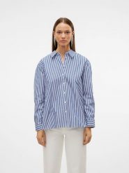Vero Moda Koszula w kolorze niebiesko-białym rozmiar: L. Białe koszule Vero Moda, l, bez wzorów, z bawełny, bez kołnierzyka, bez ramiączek. Za 125.45 zł.