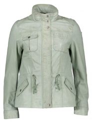 BLUE MONKEY Skórzana kurtka "Susanne" w kolorze jasnozielonym rozmiar: 38. Zielone kurtki BLUE MONKEY, bez wzorów, ze skóry, bez kaptura. Za 329.42 zł.