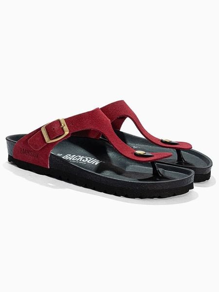 BACKSUN Skórzane japonki "Singapore" w kolorze bordowym rozmiar: 41. Czerwone klapki Backsun, bez wzorów, z otwartym noskiem, bez obcasa. Za 144.95 zł.