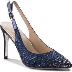 Sandały MENBUR - 09357 Midnight Blue 0021. Niebieskie sandały Menbur, z aplikacjami, z materiału, eleganckie, bez obcasa, na obcasie, bez zapięcia. W wyprzedaży za 299.00 zł.