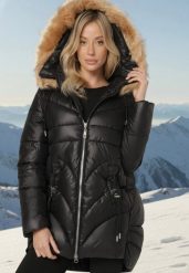 Czarna Pikowana Kurtka o Trapezowym Kroju z Kapturem i Odpinanym Futerkiem Deolaine. Czarne kurtki narciarskie Born2be, l, bez wzorów, z jeansu, z kapturem, narciarskie. Za 169.99 zł.