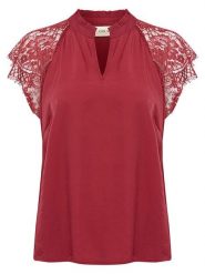 Kaffe Bluzka w kolorze czerwonym rozmiar: 34. Czerwone bluzki Kaffe, bez wzorów, z koronki, bez kołnierzyka, bez ramiączek. Za 74.28 zł.