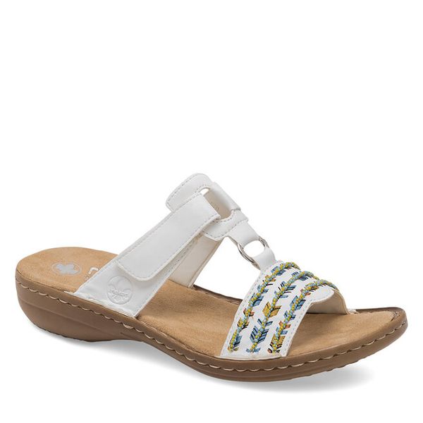 Klapki Rieker. Białe klapki Rieker, bez wzorów, bez obcasa. Za 279.99 zł.