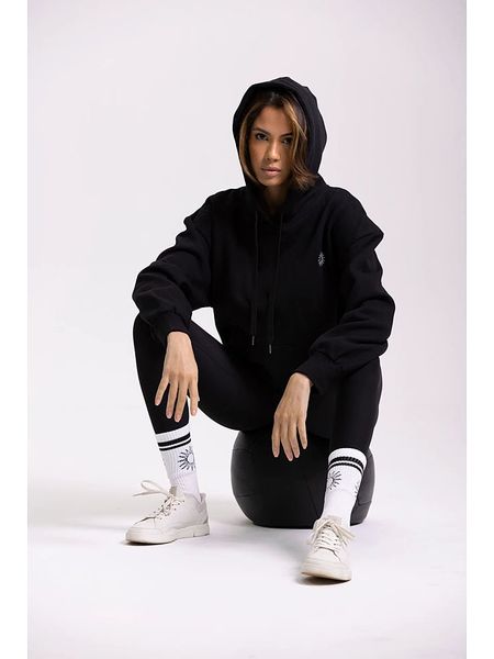 Onamaste Bluza "Tara" w kolorze czarnym rozmiar: S/M. Czarne bluzy Onamaste, m, bez wzorów, z bawełny, z kapturem. Za 174.95 zł.