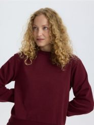Gładka bluza z bawełną - bordowy. Czerwone bluzy Reserved, l, bez wzorów, z bawełny, bez kaptura. Za 69.99 zł.
