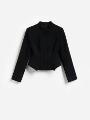 Marynarka ze stójką - czarny. Czarne marynarki i żakiety Reserved, l, bez wzorów, z tkaniny. Za 249.99 zł.