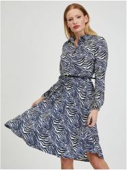 Orsay Sukienka w kolorze biało-czarno-niebieskim rozmiar: 34. Białe sukienki Orsay, bez wzorów, ze skóry, bez kołnierzyka, bez ramiączek, midi. Za 74.99 zł.