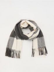 Szalik z dodatkiem wiskozy - ciemnoszary. Szare szaliki Reserved, bez wzorów, z wiskozy. W wyprzedaży za 39.99 zł.