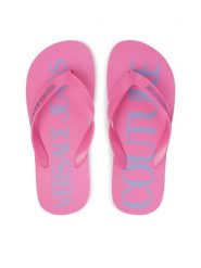 Versace Jeans Couture Japonki 80VA3SQ7 ZSS81 Różowy. Czerwone klapki Versace Jeans Couture, bez wzorów, z jeansu, bez obcasa. Za 249.99 zł.