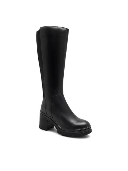 Lasocki Kozaki WI16-24474-03 Czarny. Czarne kozaki Lasocki, z materiału, bez obcasa, na słupku, bez zapięcia. Za 429.99 zł.
