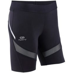 Legginsy do biegania krótkie KIPRUN SUPPORT damskie. Czarne legginsy KIPRUN, xs, bez wzorów, z materiału, krótkie. Za 69.99 zł.