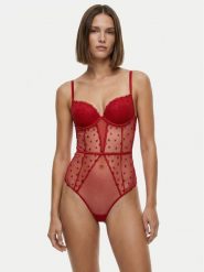 Guess Body O6RM03 KC600 Czerwony. Czerwone body Guess, l, z aplikacjami, z syntetyku. Za 399.99 zł.