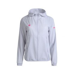 Lekka kurtka wiatrówka ENNA, oddychająca i wodoodporna z kapturem. Czerwone kurtki sportowe Izas, bez wzorów, z kapturem. Za 278.22 zł.