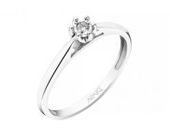 Pierścionek z białego złota z brylantem - serce - 0,02 ct - próba 585. Białe pierścionki Apart, z brylantem, złote. Za 1,490.00 zł.
