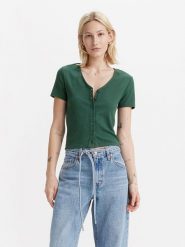 Levi's Bluzka w kolorze zielonym rozmiar: M. Zielone bluzki Levi's®, m, bez wzorów, z bawełny, bez kołnierzyka, bez ramiączek. Za 79.59 zł.