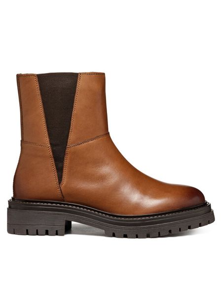 Geox Botki D Iridea D46HRC 00043 C6001 Brązowy. Brązowe botki Geox, bez wzorów, ze skóry, bez obcasa, na płaskiej podeszwie, bez zapięcia. Za 579.99 zł.